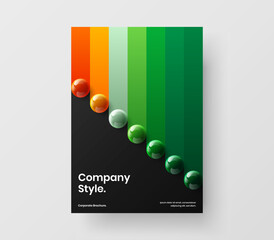 Colorful 3D spheres company cover concept. Multicolored corporate brochure A4 vector design template.