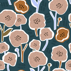 Seamless hand drawn floral pattern. Botanical textures. Great for fabric and textile. Vector Illustration