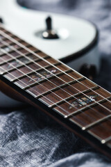 Fototapeta premium Fretboard of electric guitar. Close up. 