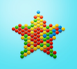 Sweet Rainbow Multicolor candy in shape of star 3d illustration