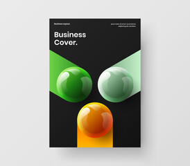 Multicolored cover A4 vector design concept. Original 3D spheres annual report layout.