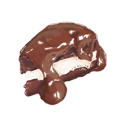 Chocolate Cake with vanilla fill by digital watercolor