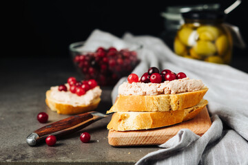 Liver pate with cranberries.