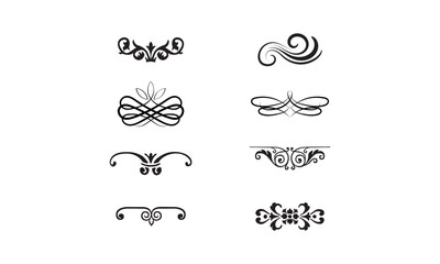 Beautiful vintage vector decorative elements ornaments lines stroke circle brush smooth curve straight swirly wheel v1