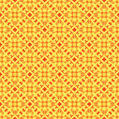 seamless abstract yellow sun flower and red background color beautiful fabric ethnic pattern background.