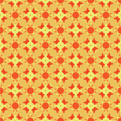 seamless abstract yellow flower and red background line and shape to beautiful fabric ethnic pattern background