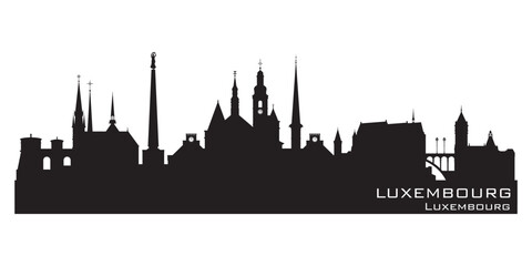 Luxembourg city skyline vector silhouette - obrazy, fototapety, plakaty
