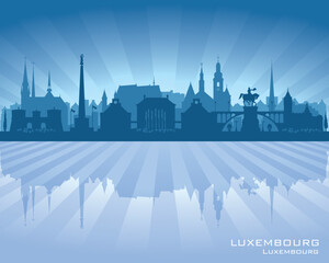 Luxembourg city skyline vector silhouette - obrazy, fototapety, plakaty