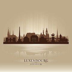 Luxembourg city skyline vector silhouette