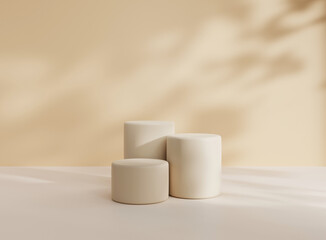3D background scene with podium. Minimal product display mockup with geometric shape object. 3D rendering. 