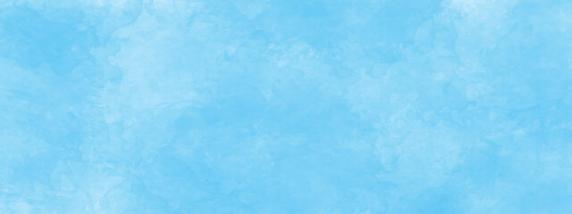 Modern blue watercolor background. Sky in watercolor painting soft textured with white paper background. 
