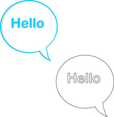 Pop-up window ms with the words HELLO, the pop-up window icon is blue on a white background. Vector, cartoon illustration. Vector.