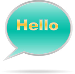 Pop-up window ms with the words HELLO, the pop-up window icon is blue on a white background. Vector, cartoon illustration. Vector