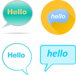 Pop-up window ms with the words HELLO, the pop-up window icon is blue on a white background. Vector, cartoon illustration. Vector.