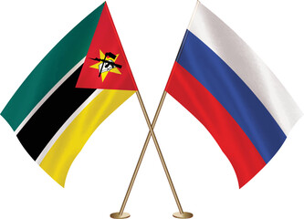 Mozambique,Russian flag together.Mozambique,Russia waving flag