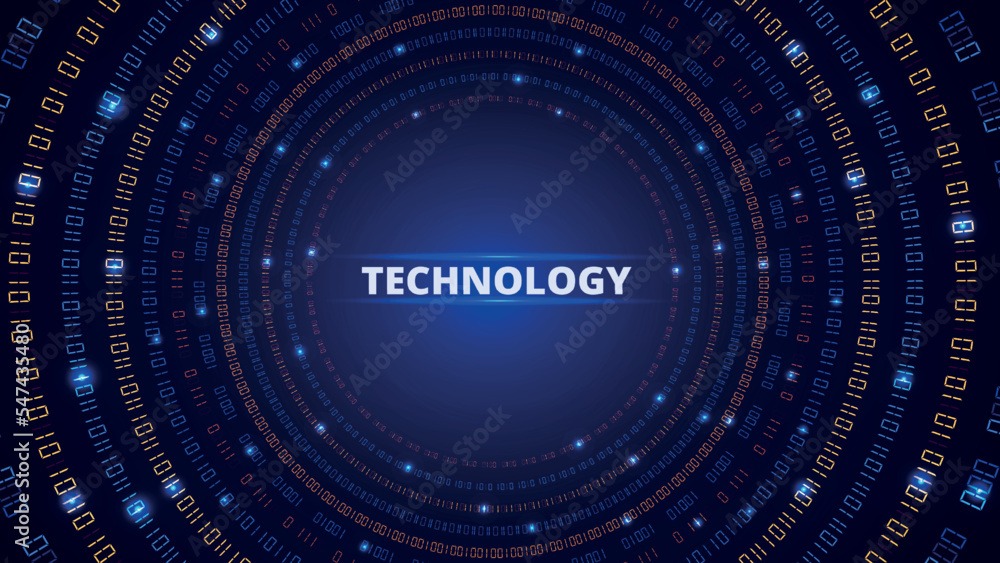 Aufkleber Abstract data background. Security technology. Big geometric wave. Cyber engineering. Zero and one coding symbols. Circulars number matrix. Binary code backdrop. Vector modern wallpaper