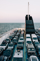 Ferry carrying cars on the baltic sea