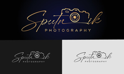 Fototapeta na wymiar camera logo, modern photography signature logo icon vector