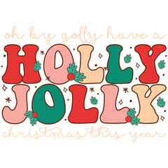 Holly Jolly Christmas Retro Groovy svg bundle