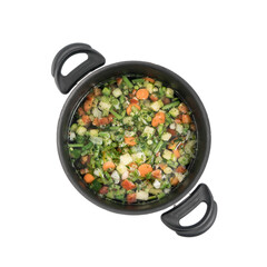 a pan with vegetable soup