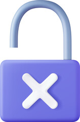 unlocked padlock icon with white cancel cross symbol