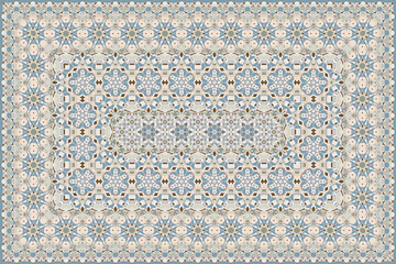 Rich persian blue colored carpet ethnic pattern. - 547440436