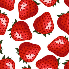 The concept of strawberries connected in a seamless pattern. Background for textile and vinyl print. Vector image.