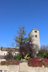 tower of the church in Chapaize, France 