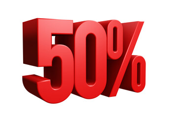 3d render of a red discount symbol on white background