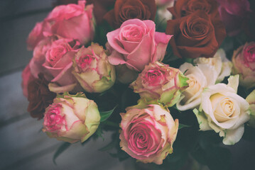 Bouquet de roses effet romantique