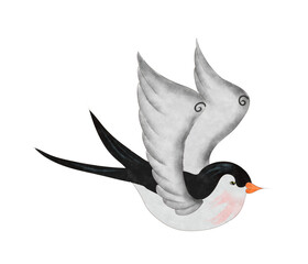 flying swallow birds. flying swallows isolated on white background.