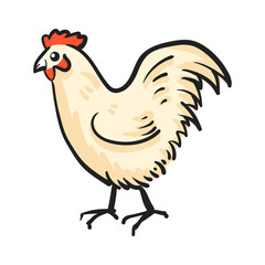 Poultry farm, egg, meat, broiler, pullet icon or logo. Handwritten lettering illustration 