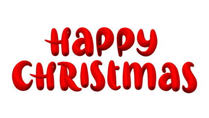 HAPPY CHRISTMAS red 3D brush lettering on transparent background