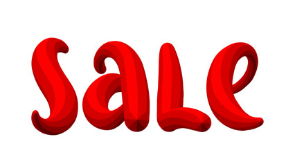 SALE red 3D brush lettering on transparent background