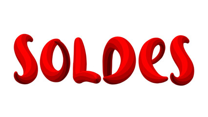Banni&egrave;re typographique 3D rouge SOLDES sur fond transparent