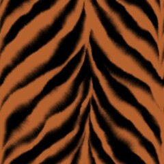 Watercolor zebra seamless pattern. Blurred animal stripes in beige and brown colors © Morena
