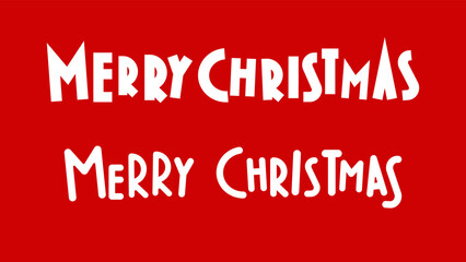 Two variants of Merry Christmas holiday greetings, in different styles, isolated on a festive red background.