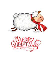Fototapeta na wymiar Christmas sheep. Merry Christmas and Happy New Year cards. Lamb.