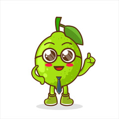 Cartoon mascot of lime Cartoon mascot of lime as a businessman. Lime cartoon businessman mascot character wearing tie and glasses