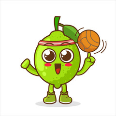 Illustration of lime cartoon is playing basketball