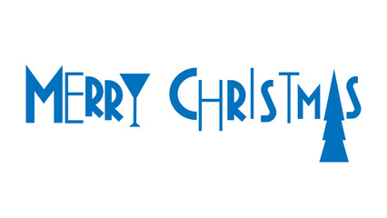 Merry Christmas, abstract geometric inscription on a white background.