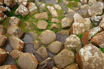 Giant's Causeway and Coast, Interlocking Basalt Columns in Antrim, Northern Ireland 