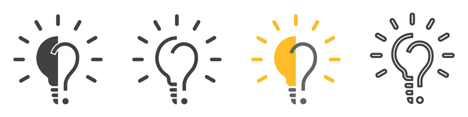 Set of business problem icon. Idea, problem solving symbols. Brainstorm, think, mind. Vector illustration.