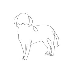 The minimalist dog continues line drawing illustration. 