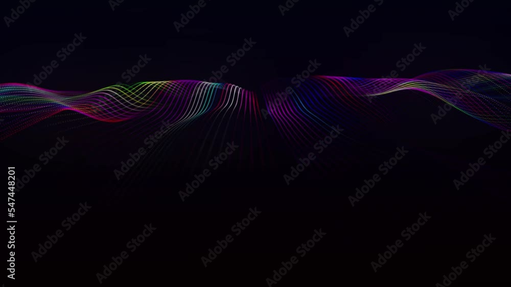 Poster dynamic wave of glowing particles. abstract digital background. data flow information. concept of di