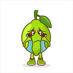 the illustration of crying lime cute baby , cute style