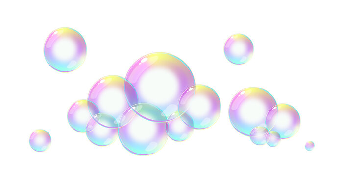 Soap bubbles on a gentle white background