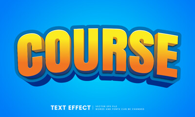 Editable 3d course text effect. Fancy font style for heading, logotype and title.