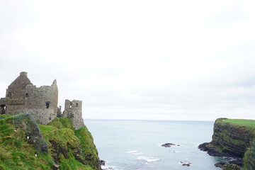 Fototapeta na wymiar Dunluce Castle, ruined medieval castle, in Northern Ireland 