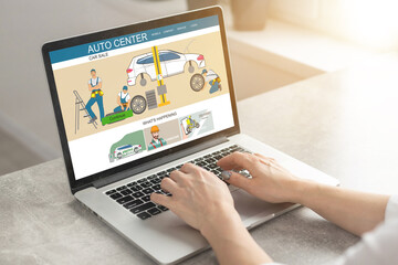 auto center Communication Connection Online Concept